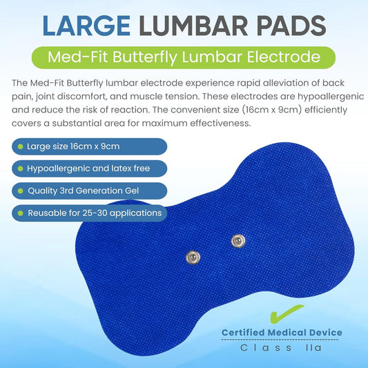 Med-Fit Butterfly Wireless Tens Self-Adhesive Electrode – Versatile, Durable, And Hassle-Free Pain Relief (Blue, Butterfly 5 Pack)