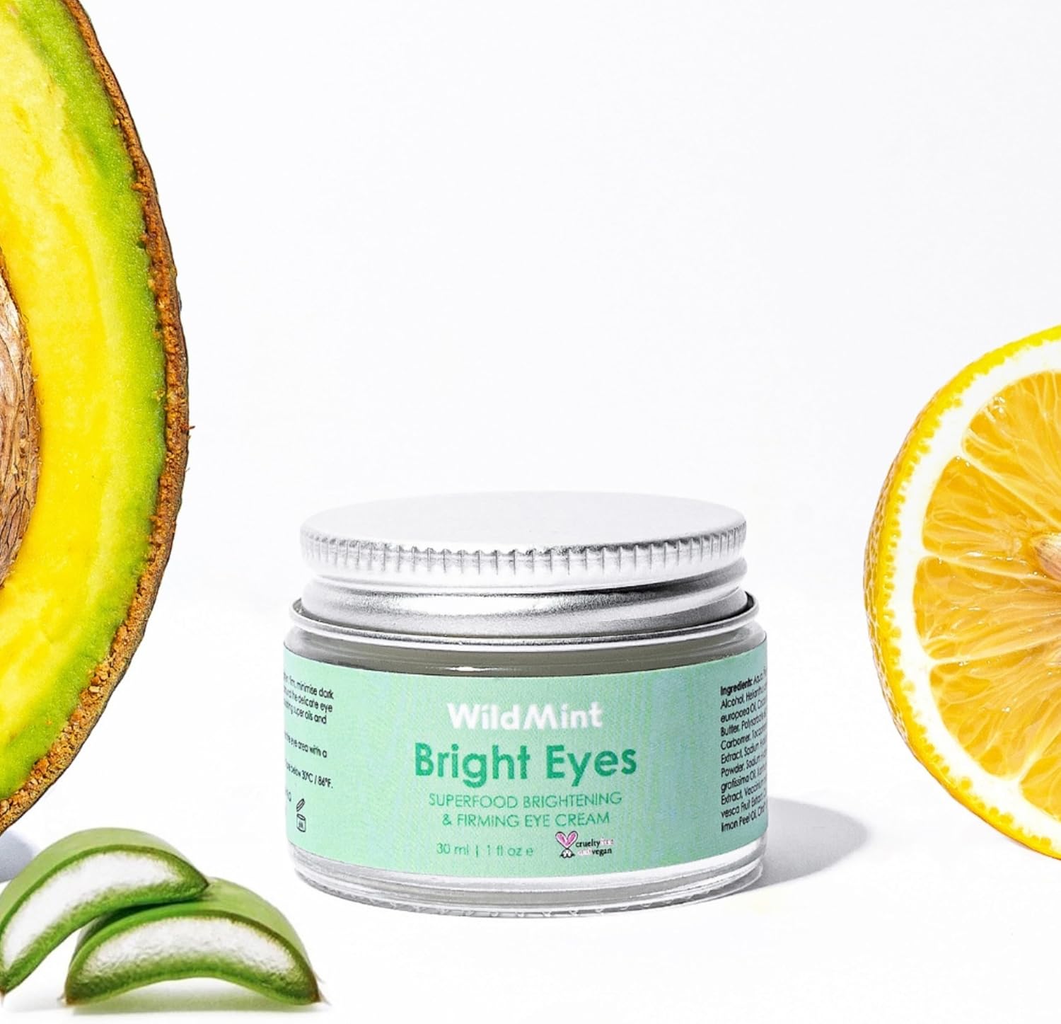 WildMint Bright Eyes Cream with Hyaluronic Acid | Brightening & Firming Eye Cream for Sensitive, Dry, Mature Skin | Reduces Dark Circles & Puffiness | UK Made Vegan & Cruelty-Free Skincare | 30ml