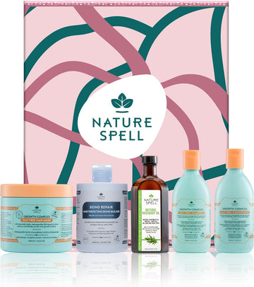 Nature Spell Haircare Heroes Gift Set - Shampoo & Conditioner,Hair Mask,Bond Builder & Rosemary Oil For Hair Growth, 5 Products