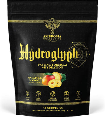 Ambrosia Hydroglyph Intraworkout Formula W/Bcaa + Eaa + Electrolytes Hydration Powder To Protect Lean Muscle, 0G Sugar Fasting Hydration Drink Mix, Made W/Coconut Water (Strawberry Watermelon)