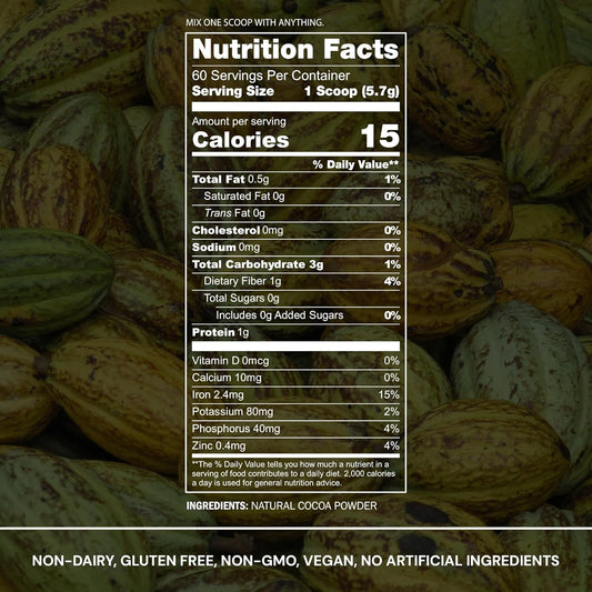 Blueprint Bryan Johnson Non Dairy Cocoa Powder – Elite Level Flavanols – 100% Pure Cocoa – Low Fat Unsweetened Cocoa – Undutched – Keto Friendly – Great For Baking, Cooking & Smoothies – 12Oz Bag