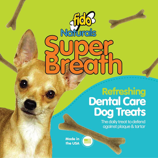 Super Breath Dental Care Bones for Dogs - 100 Count Mini Dog Dental Treats for Extra Small Dogs, Made in USA, Tasty Dog Dental Chews Help Reduce Plaque, Tartar Buildup & Freshens Breath