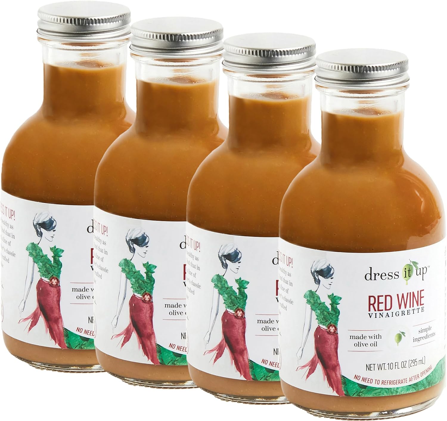 Dress It Up Salad Dressing, Red Wine Vinaigrette, 4-10 oz Bottles - Clean, Healthy, Delicious, Gluten-Free, Paleo, Keto, Vegan, Versatile, Marinade