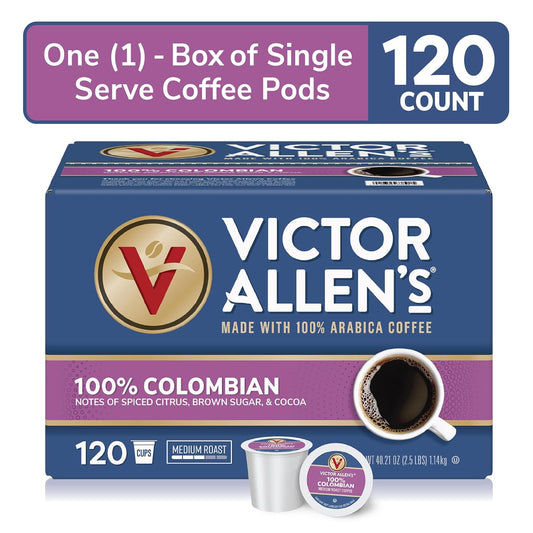 Victor Allen'S Coffee 100% Colombian, Medium Roast, 120 Count, Single Serve Coffee Pods For Keurig K-Cup Brewers