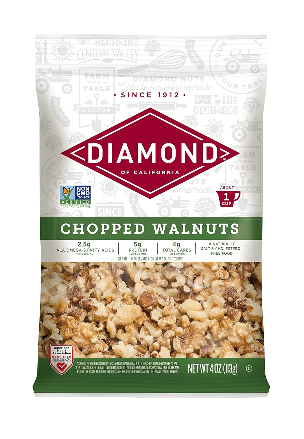 Diamond Of California Chopped Walnuts, 4 Oz - 12 Count