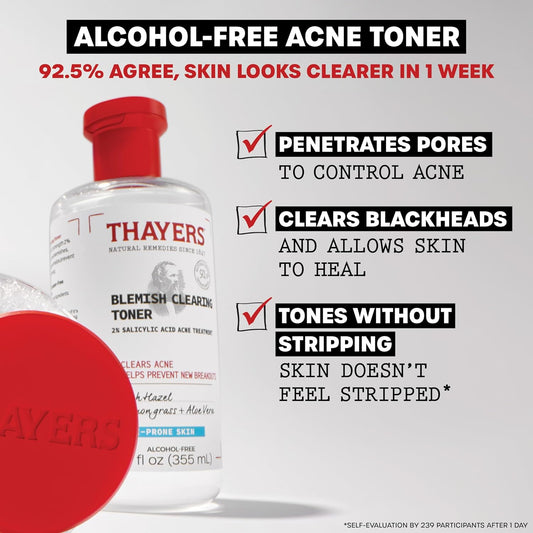 Control The Zit-Uation: Thayers Blemish Clearing 2% Salicylic Acid Toner + Rapid 10% Sulfur Acne Treatment, Soothing And Non-Stripping Skin Care