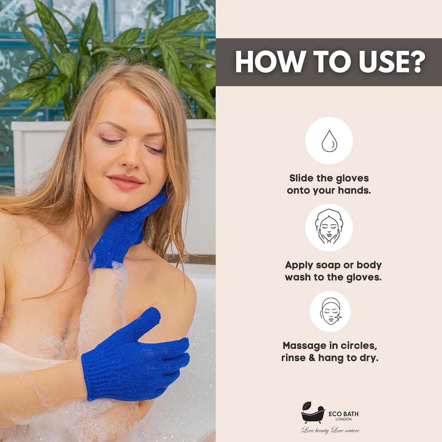 Eco Bath London Exfoliating Body Gloves - Exfoliating Bath Gloves For Shower, Massage, And Body Scrubs, Dead Skin Cell Remover For Smooth, Radiant Skin, One Size (Black) : Beauty & Personal Care