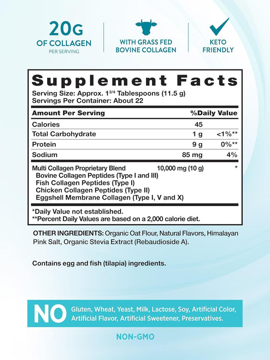 Nature'S Truth Multi Collagen Protein Powder | 9 Oz | Grass Fed Collagen Peptides Type I, Ii, Iii, V & X | Non-Gmo & Gluten Free Supplement | Natural Vanilla Flavor