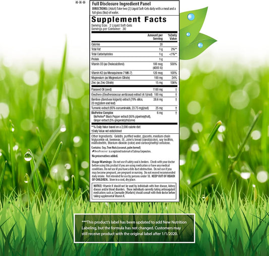 Irwin Naturals High Potency Mega D3 & K2 + Turmeric Extract - 60 Liquid Soft-Gels, Pack Of 3 - Healthy Bones & Immune Function - 90 Total Servings
