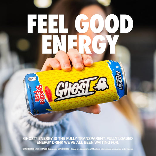 Ghost Energy Drink - 12-Pack, Swedish Fish, 16Oz Cans - Energy & Focus & No Artificial Colors - 200Mg Of Natural Caffeine, L-Carnitine & Taurine - Gluten-Free & Vegan