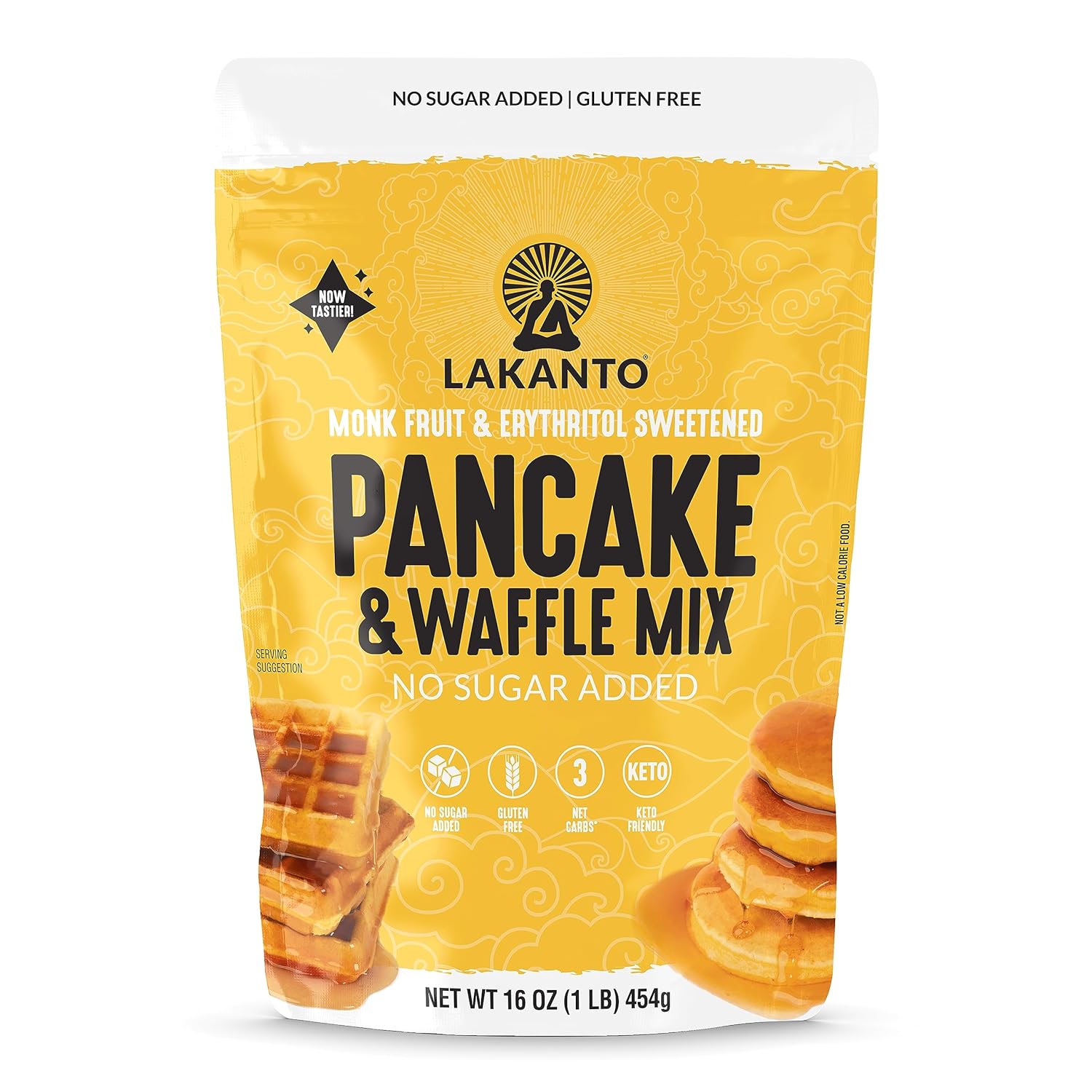 Lakanto Pancake and Waffle Mix (Reformulated) - Sweetened with Monk Fruit Sweetener and Erythritol, Breakfast, No Added Sugar, Gluten Free, Keto Diet Friendly - 16 oz