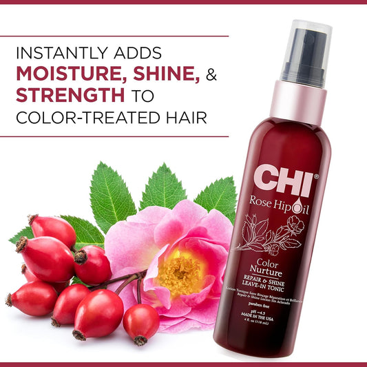 Chi Rosehip Oil, Color Nurture, Repair & Shine Leave-In Hair Tonic, 118 Ml