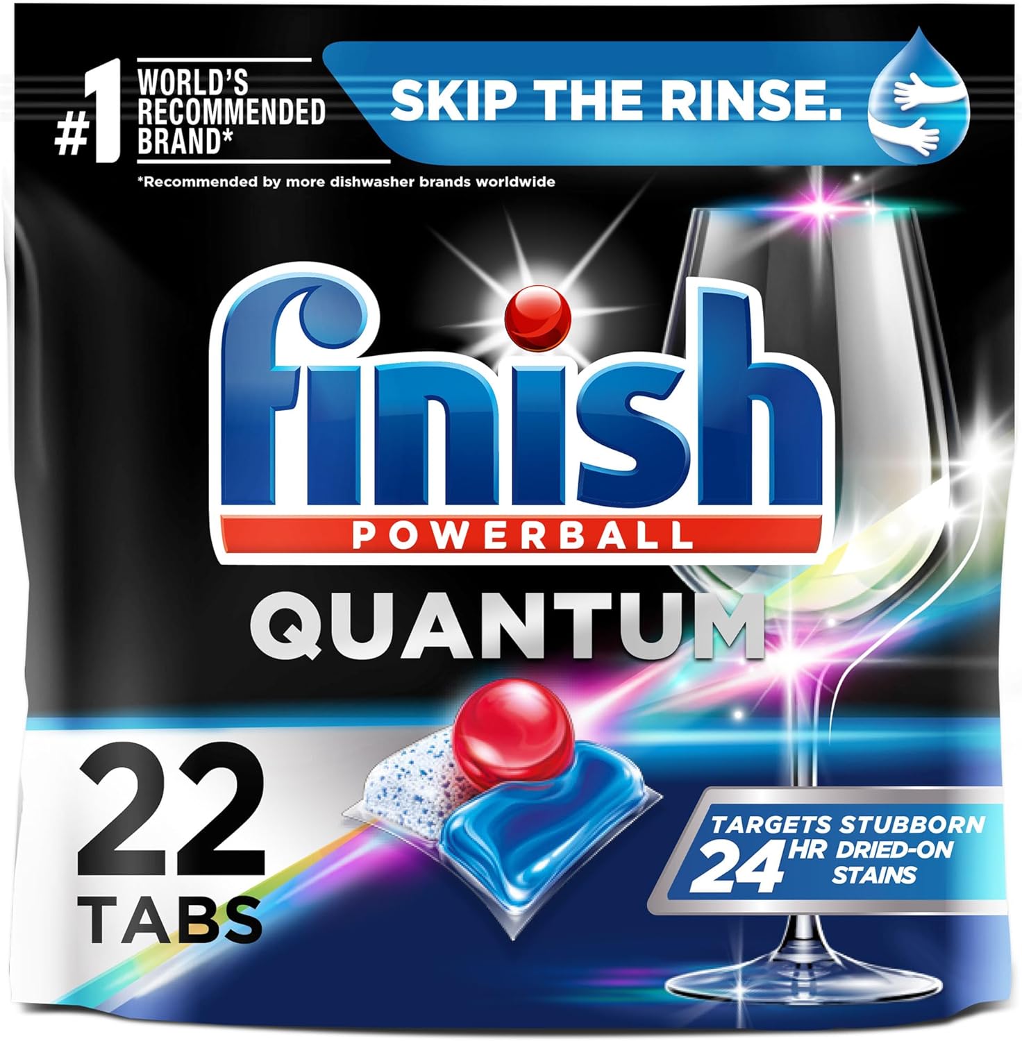 Finish Quantum Powerball, Dishwasher Pods, Dishwasher Detergent Liquid, Dishwasher Soap, Advanced Clean & Shine, 22ct Dishwasher Tablets