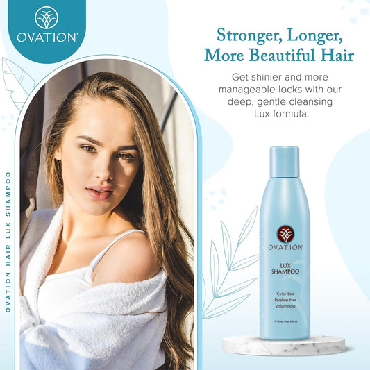 Ovation Hair Lux Soothing Cleanse & Repair Bundle - 6 Oz Shampoo, Protein Mask For Hydrated, Soft, Shiny Hair