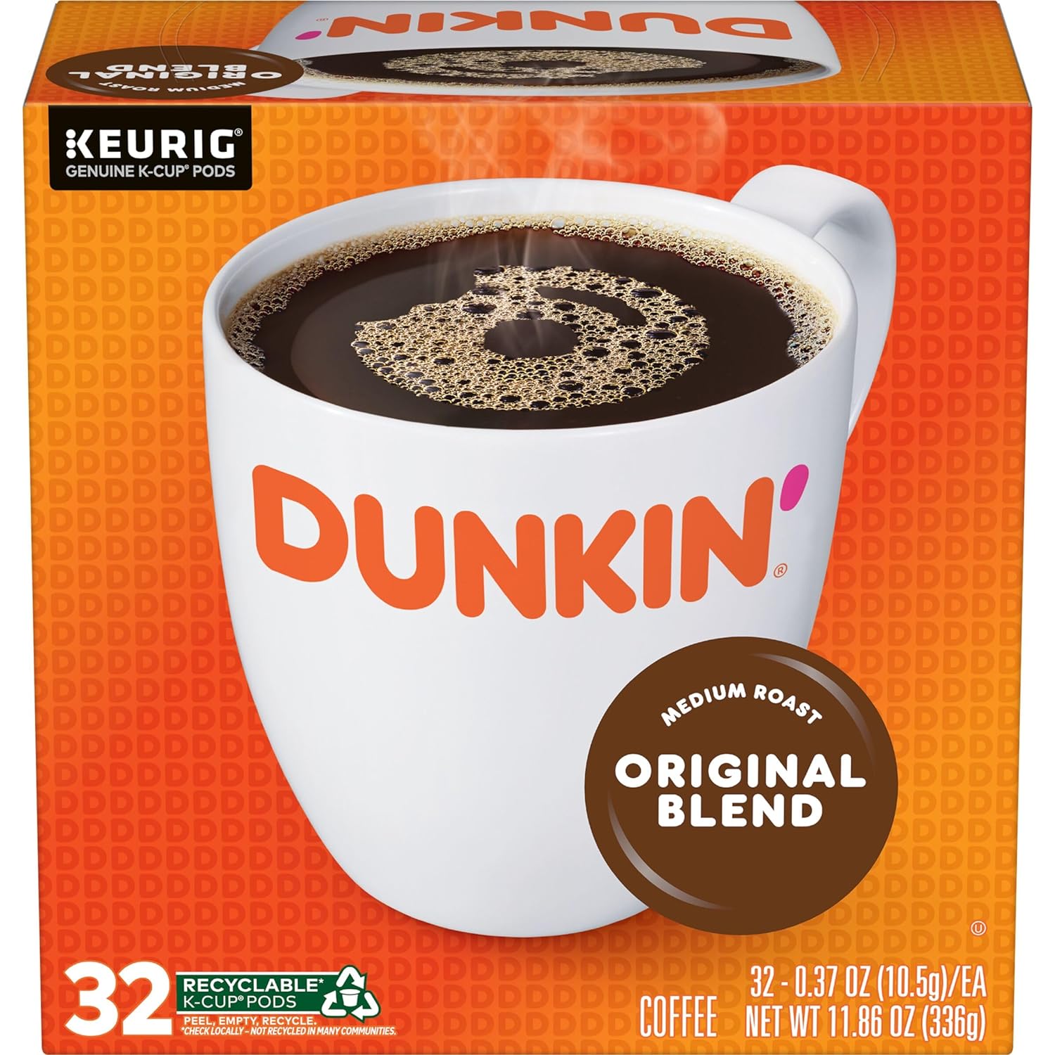 Dunkin' Original Blend Medium Roast Coffee, 128 Keurig K-Cup Pods