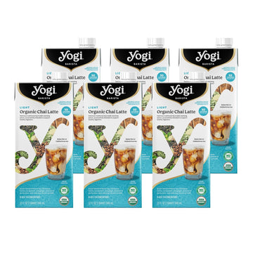 Yogi Barista Light Organic Chai Latte - 32 Fluid Oz (6 Pack) - Organic Chai Tea Concentrate - Supports Healthy Digestion - Includes Black Tea, Ginger, Cardamom, Cinnamon & More