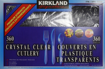 Kirkland Signature - Neys Heavyweight Clear Cutlery - 360 Pieces - Includes Weight Plastic Forks, Spoons And Knives Vynft