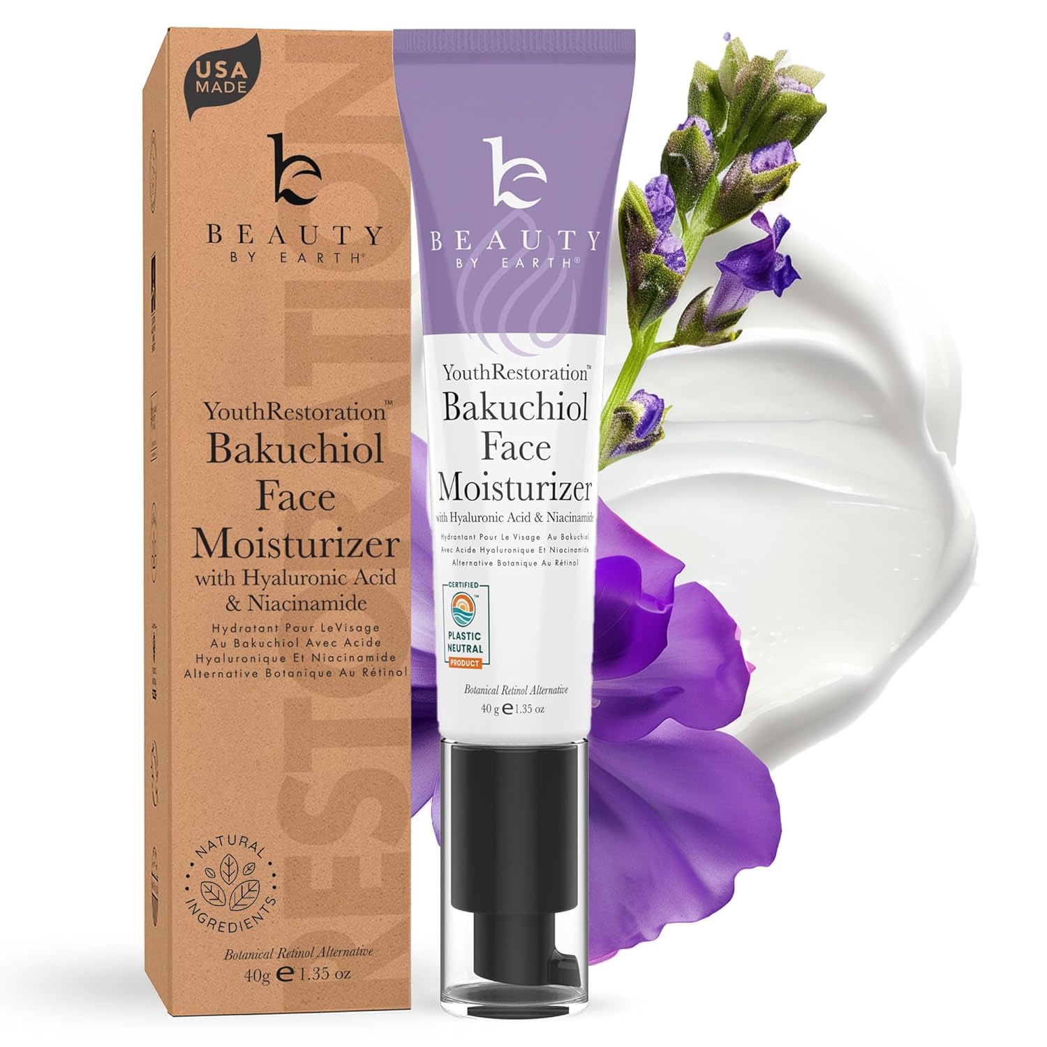 Bio Retinol Moisturizer For Face - Usa Made With Natural & Organic Ingredients, Bakuchiol Cream For Sensitive Skin, Anti Wrinkle & Anti Aging Face Cream With Glyceryl, Non Toxic Face Moisturizer