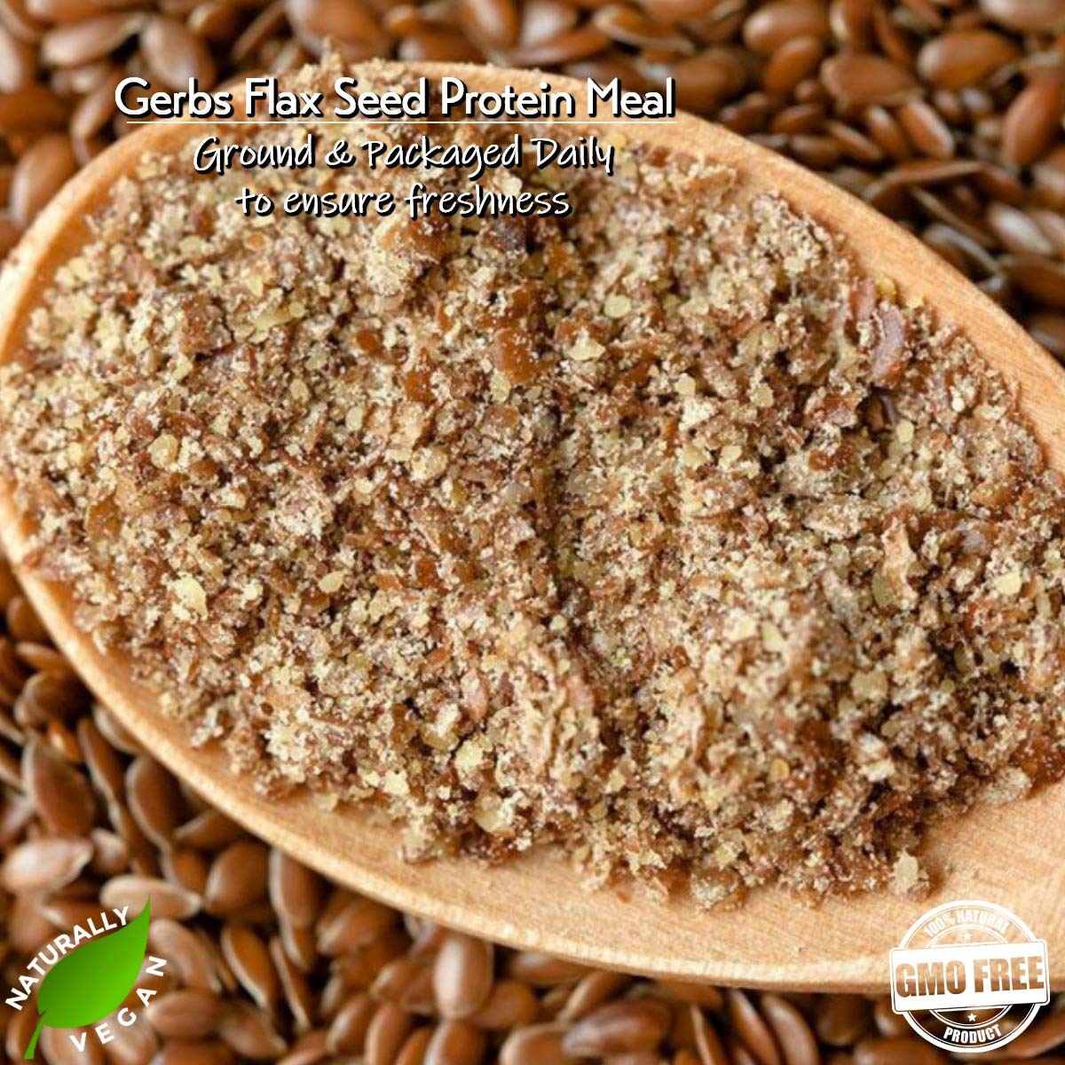 Ground Raw Flax Seed Meal by Gerbs - 4 LBS - Top 11 Food Allergen Free & Non GMO - Vegan & Kosher – Premium Full Oil Content Flax Protein Powder : Snack Nuts And Seeds : Grocery & Gourmet Food