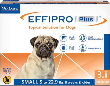 Virbac Effipro Plus Topical Solution For Dogs - Dog Flea And Tick Treatment For Small Dogs (5-22.9Lbs), 3 Doses, Waterproof Topical Prevention