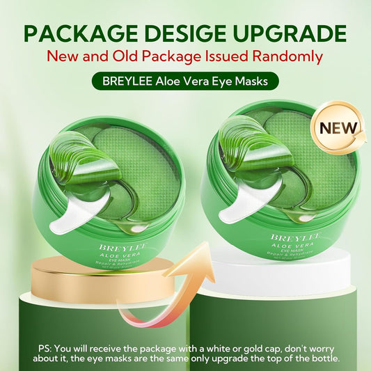 Breylee Aloe Vera Eye Masks - 60 Pcs - Reduce Puffy Eyes & Dark Circles, Firm & Improve Under Eye Skin, Pure Natural Extracts For Youthful Appearance & Reduction Of Fine Lines And Wrinkles