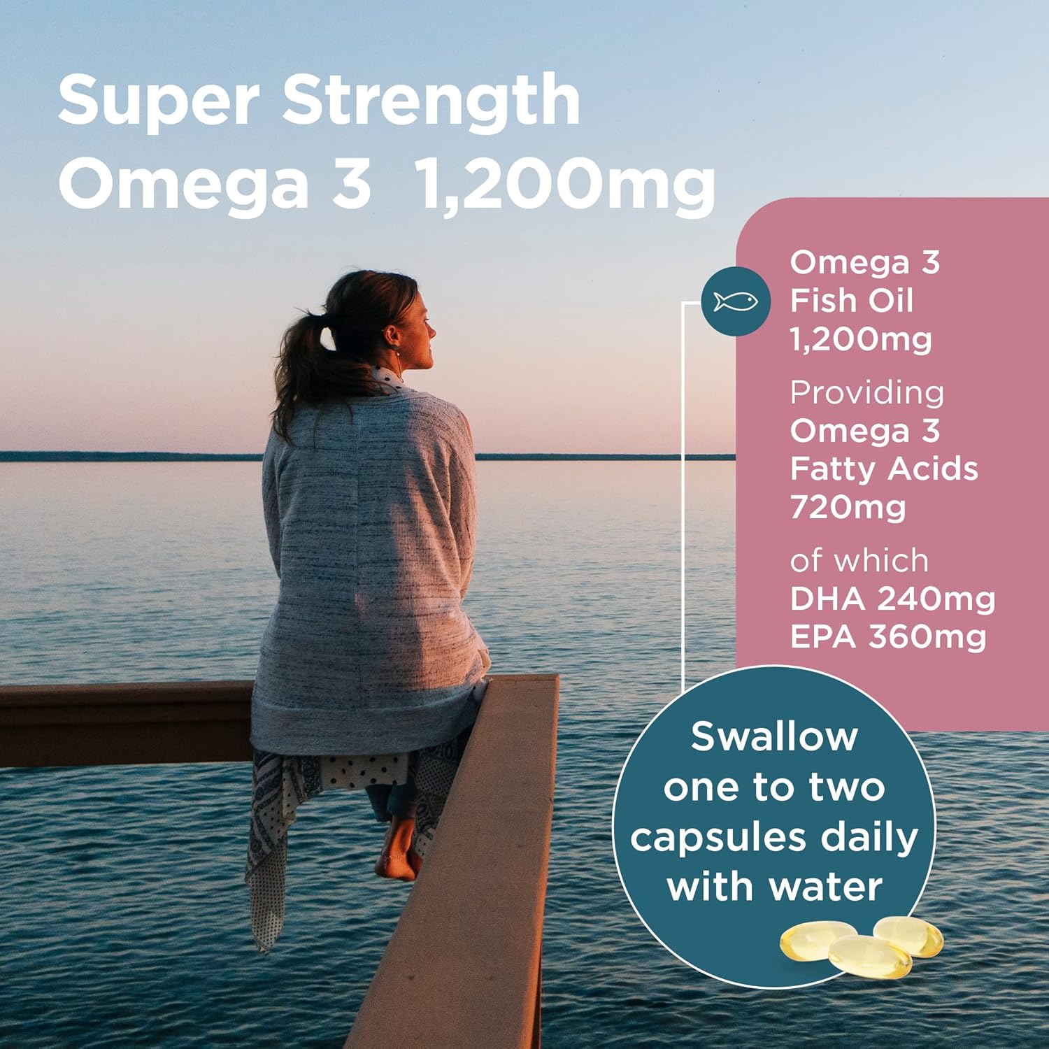 Healthspan Super Strength Omega 3 1,200mg (60 Capsules) | Brain, Heart