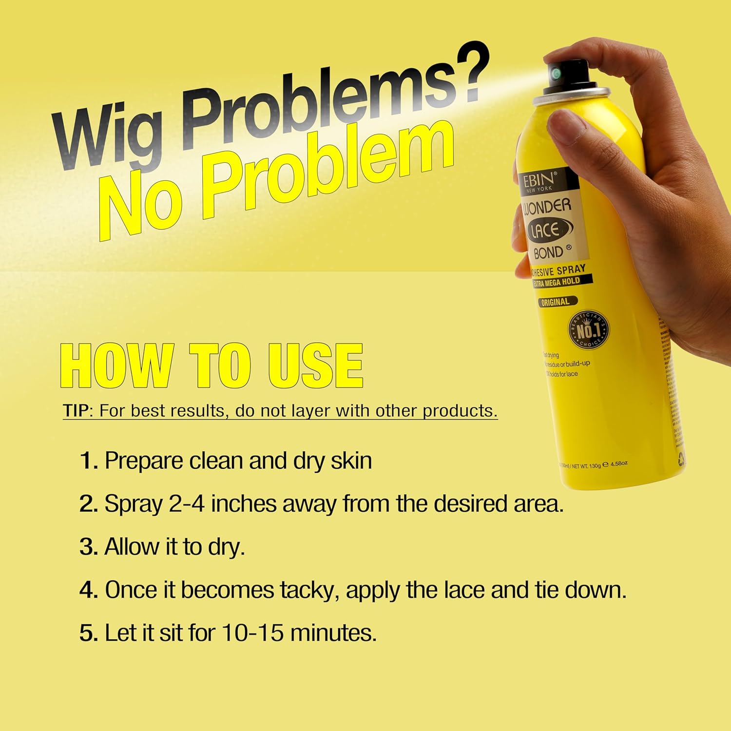 EBIN Wonder Lace Bond Spray (420ml, Extra Mega Hold (Original)) : Amazon.co.uk: Beauty