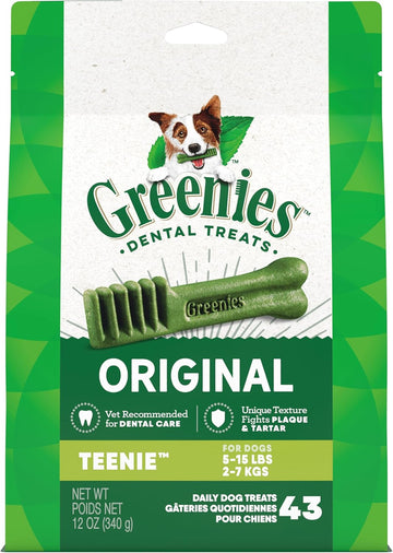 Greenies Original Teenie Natural Dental Care Dog Treats, 12 Oz. Pack (43 Treats)