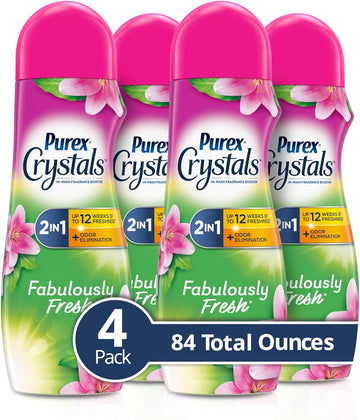 Purex Crystals In-Wash Fragrance and Scent Booster, Fabulously Fresh, 21 Ounce, Pack of 4, 84 Total Ounces