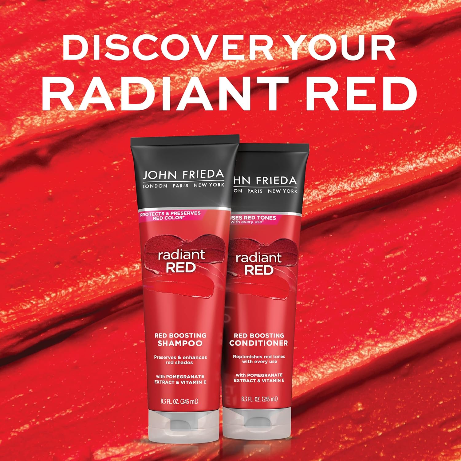 John Frieda Radiant Red Shampoo & Conditioner Bundle, Enhancing Shampoo & Conditioner, Helps Enhance Shades, with Pomegranate and Vitamin E : Beauty & Personal Care