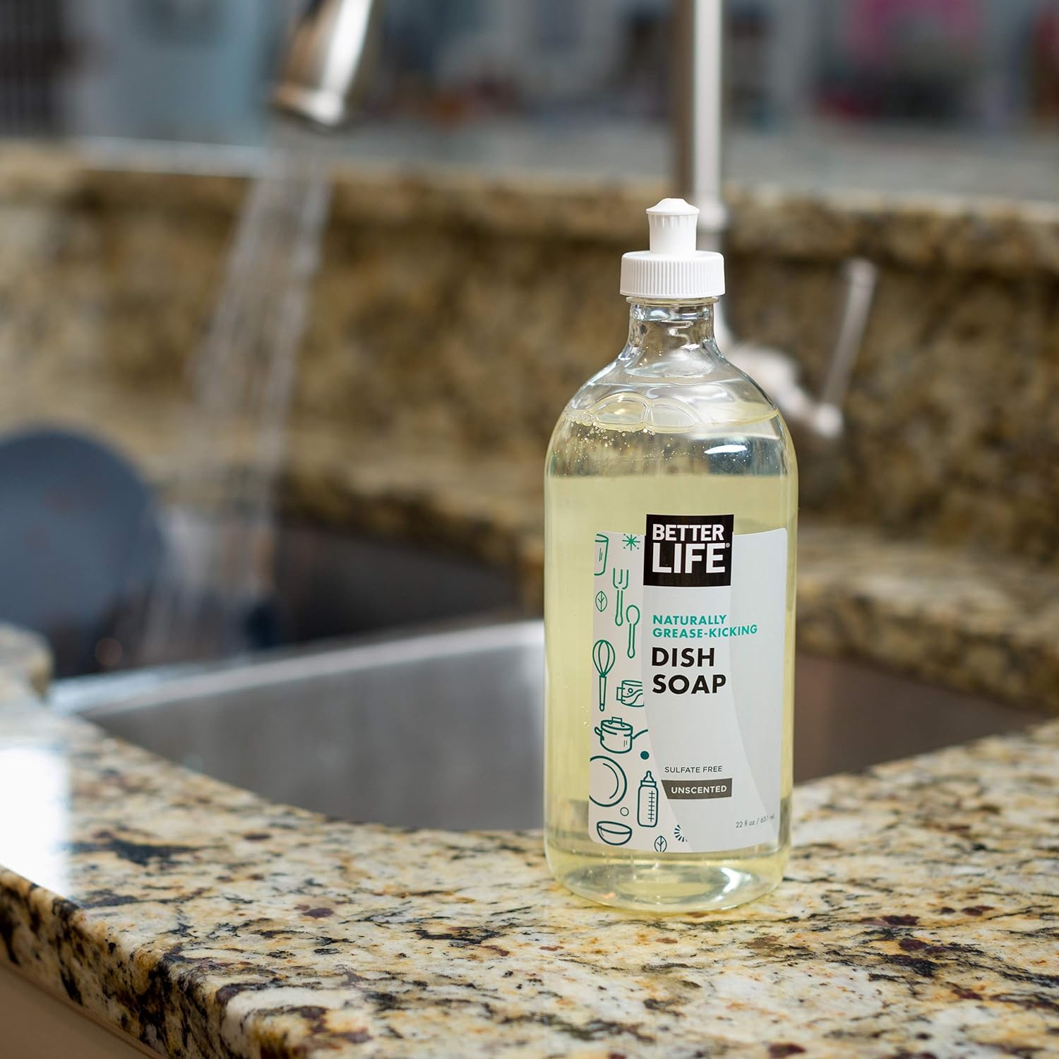 Better Life Dish Soap - Liquid Dishwashing Soap with Vitamin E and Aloe for Home & Kitchen Sink - No Gloves Required Kitchen Soap for Sensitive Skin - 22oz (Pack of 2) Unscented : Health & Household