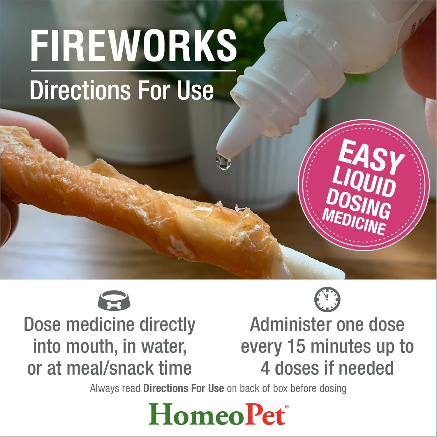 Homeopet Fireworks, Safe And Natural Loud-Noise-Anxiety Calming Supplement For Cats, Dogs, And Other Small Animals, 15 Milliliters : Pet Supplies