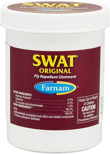 Farnam Swat Pink Fly Repellent Ointment For Horses, Repels House, Stable, Face & Horn Flies, Protects Wounds On Horses, Ponies & Dogs, 7 Oz