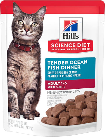 Hill'S Science Diet Adult 1-6, Adult 1-6 Premium Nutrition, Wet Cat Food, Ocean Fish Stew, 2.8 Oz Pouch, Case Of 24