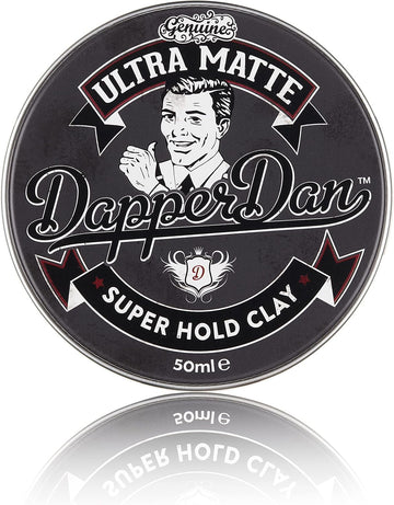 Dapper Dan Ultra Matte Hair Clay, Super Hold Hair Clay For Men, Long Lasting, Extra Strong Clay With Easy Application, Gently Fragranced, 1 X 50Ml