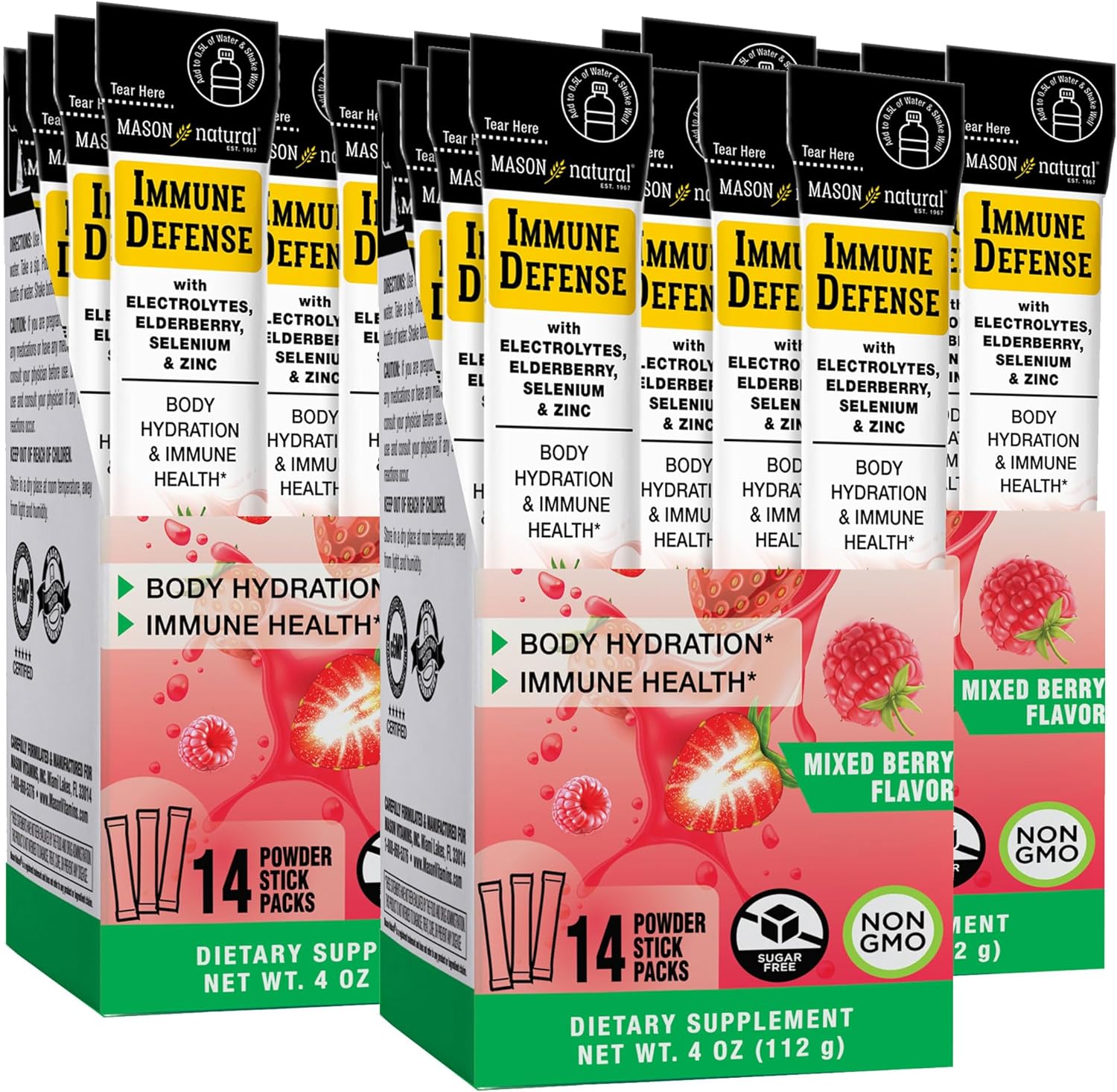 Mason Natural Immune Defense with Electrolytes, Elderberry, Selenium a