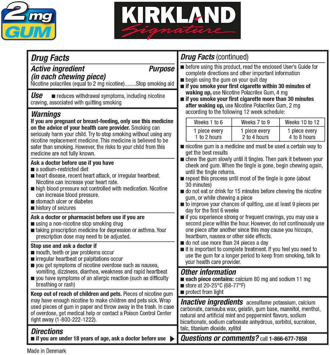 Kirkland Signature Quit Ice Mint Gum 2mg, 300 Pieces