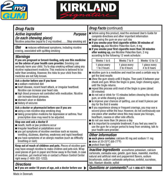 Kirkland Signature Quit Ice Mint Gum 2mg, 300 Pieces