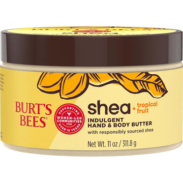 Burt's Bees Shea + Tropical Fruit Indulgent Hand and Body Butter, Mothers Day Gifts for Mom, Non-Greasy, Antioxidant Rich for Glowing Skin, Non-Irritating, Natural Origin Skin Care, 11 oz