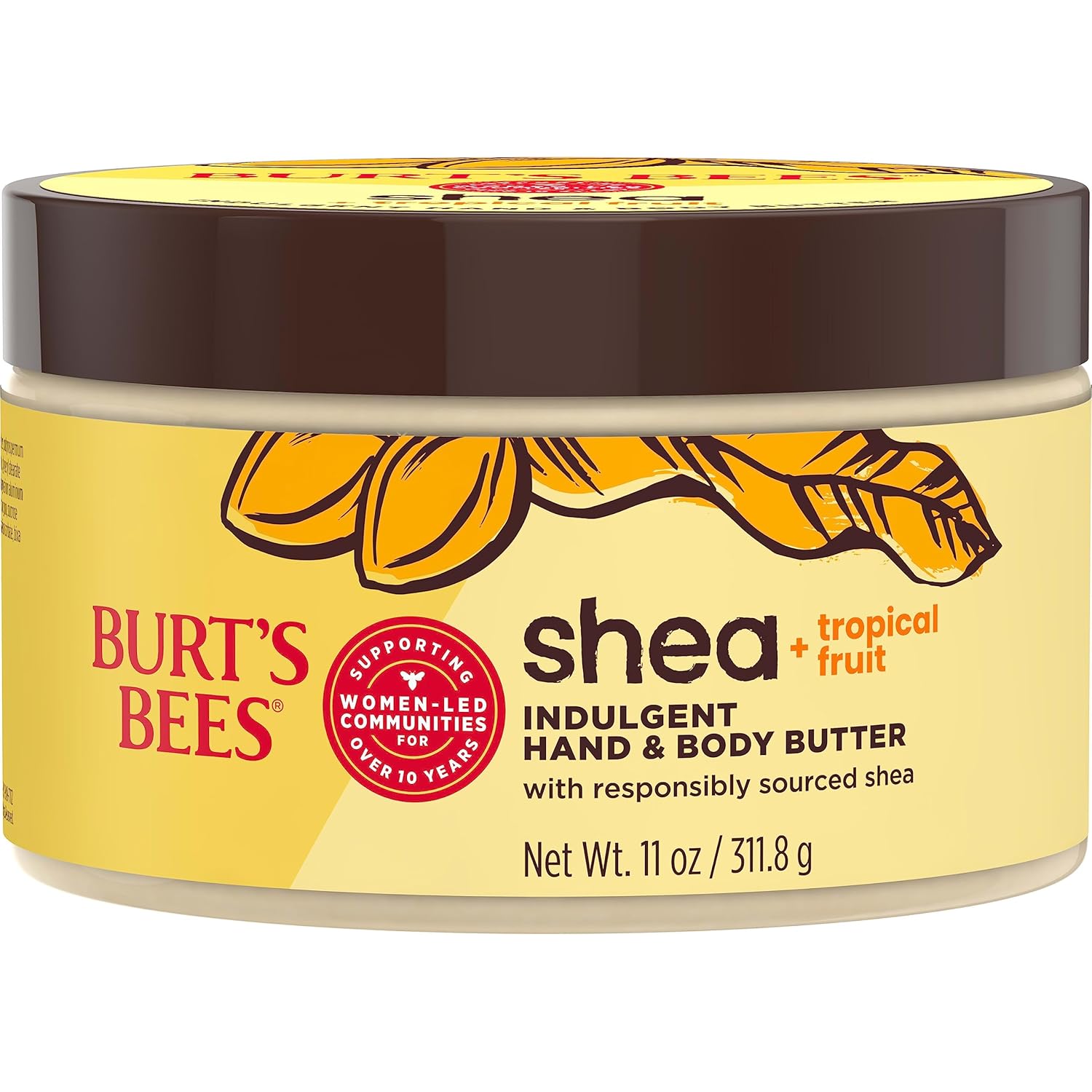 Burt'S Bees Shea + Tropical Fruit Indulgent Hand And Body Butter, Non-Greasy, College Back To School Dorm Essentials, Antioxidant Rich For Glowing Skin, Non-Irritating Natural Origin Skin Care, 11 Oz