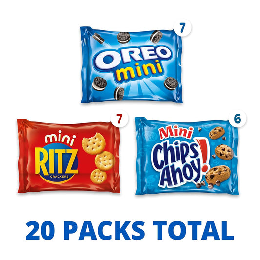 Nabisco Sweet & Savory Mix Variety Pack, Oreo Mini Cookies, Chips Ahoy! Mini Cookies & Ritz Mini Crackers, 20 Snack Packs