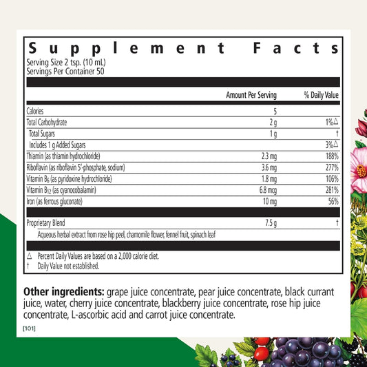 Floradix Floravital Liquid Iron & Vitamins Formula - Liquid Iron Supplement With B Complex Vitamins, Vitamin C & Herbs For Energy Support* - Vegan, Gluten-Free, Yeast- Free, Non-Gmo - 16.9 Fl Oz