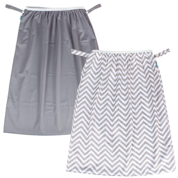 Teamoy (2 Pack Reusable Pail Liner For Cloth Diaper/Dirty Diapers Wet Bag, Gray Chevron+Slate