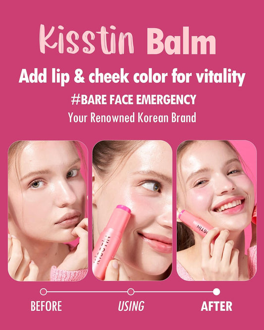 Kahi Balm Series | Kisstin Balm Stick - Skin-Refining Face Balm Moisturizer & Makeup Stick | Nourishing Beauty Balm Moisturizer Stick | Multi-Use Face Balm Stick | Makeup-Enhancing Glow Balm (0.32 Oz)