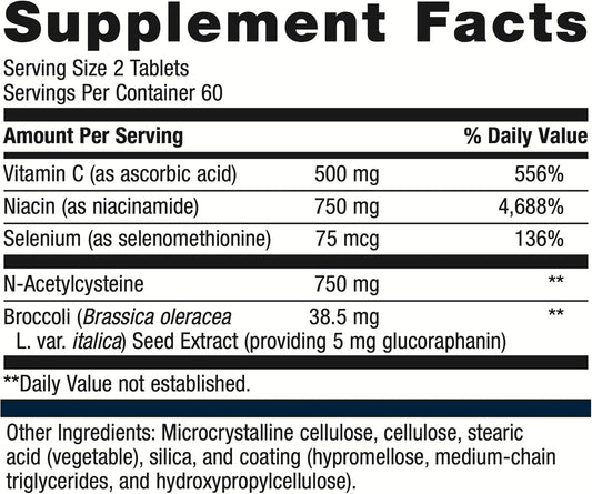 Metagenics Glutaclear - Advanced Glutathione Support* - 750 Mg Niacin - Potent Antioxidant Support* - With Broccoli Seed Extract & Vitamin C - Non-Gmo & Gluten Free - 120 Tablets