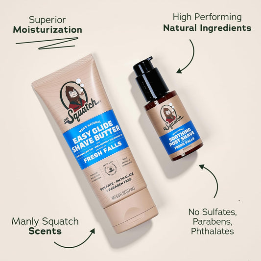 Dr. Squatch Pine Tar Smooth Shave Bundle - Easy Glide Butter + Soothing Post Shave - Natural Ingredients - Manly Fragrance - Moisturizing