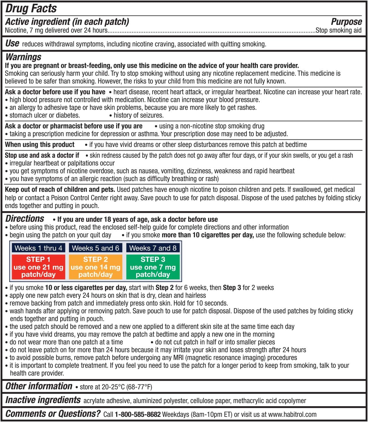 Habitrol Nicotine Transdermal System Patch | Stop Smoking Aid | Step 3 (7 mg) | 14 Patches | (2 Week Kit) : Health & Household