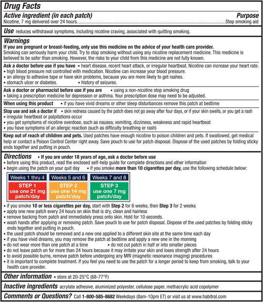 Habitrol Nicotine Transdermal System Patch | Stop Smoking Aid | Step 3 (7 mg) | 14 Patches | (2 Week Kit) : Health & Household