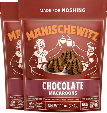 Manischewitz Chocolate Macaroons, 10 oz (2 Pack) | Coconut Macaroons | Resealable Bag | Dairy Free | Gluten Free Coconut Cookie | Kosher for Passover