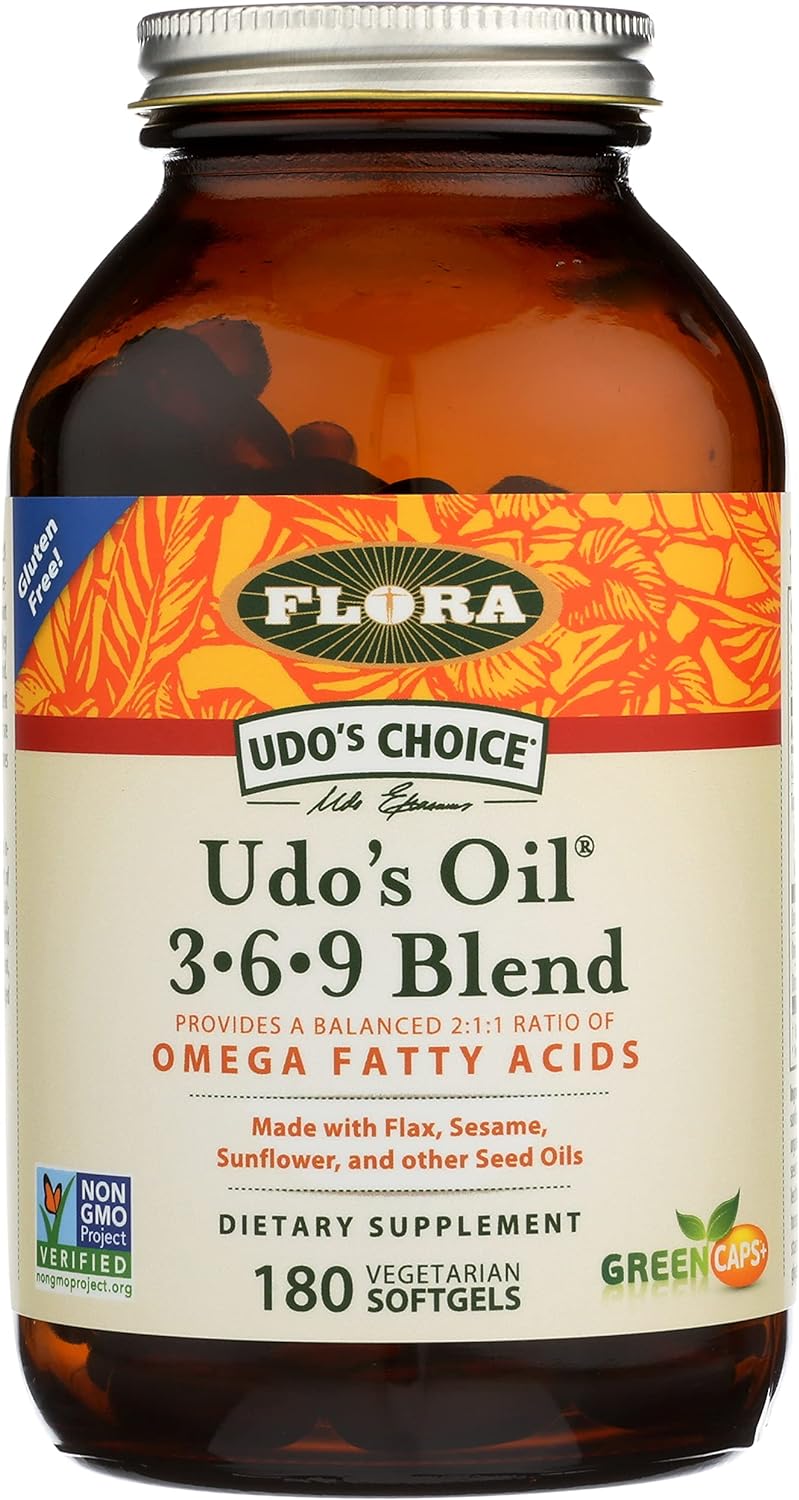 FLORA - Udo's Choice, Omega 369 Oil Blend, Vegetarian Capsules, 180 Co